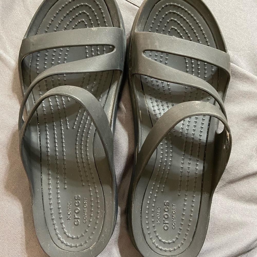 Black Croc Sandals